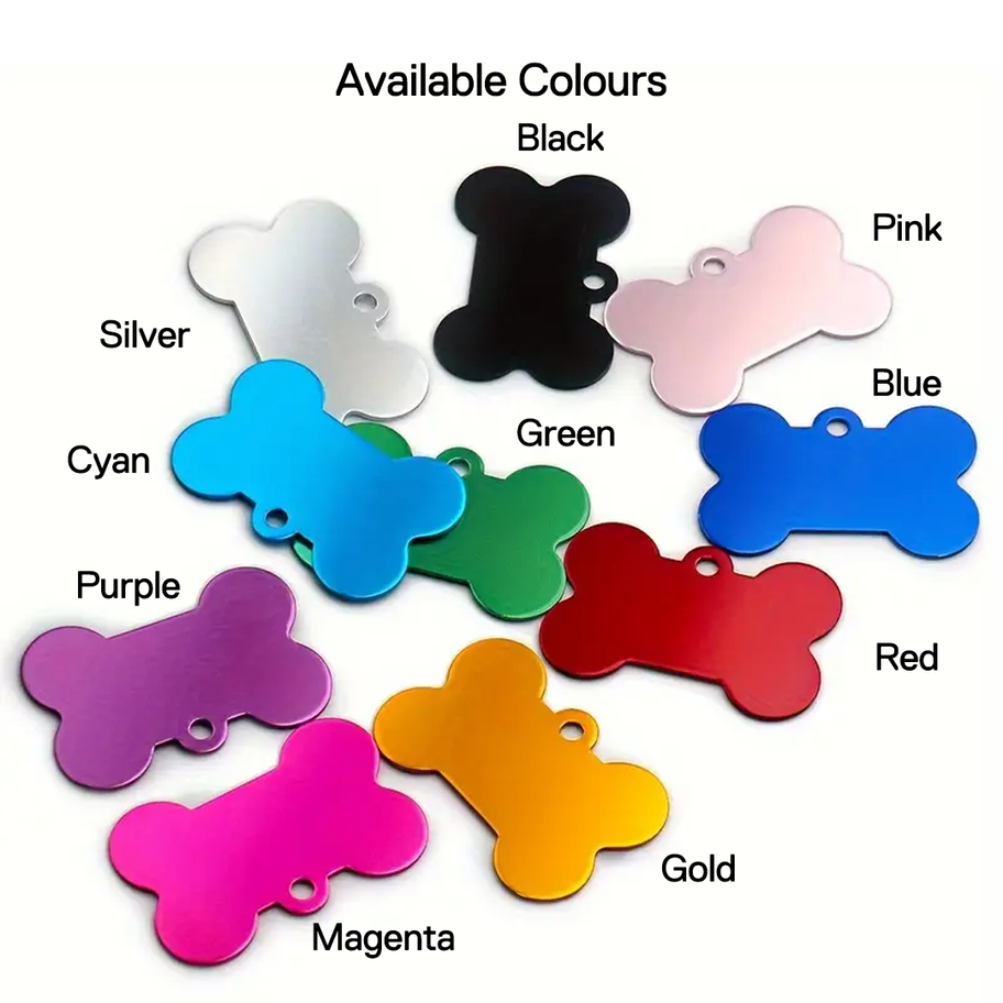 Available colours for bone dog tags