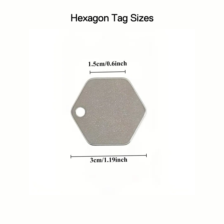 Sizes for steel hexagon dog tag