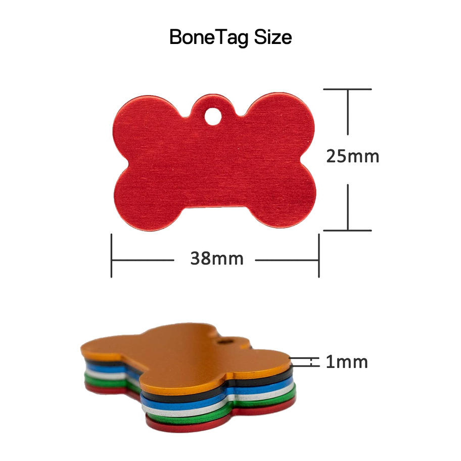 Sizes for bone dog tags