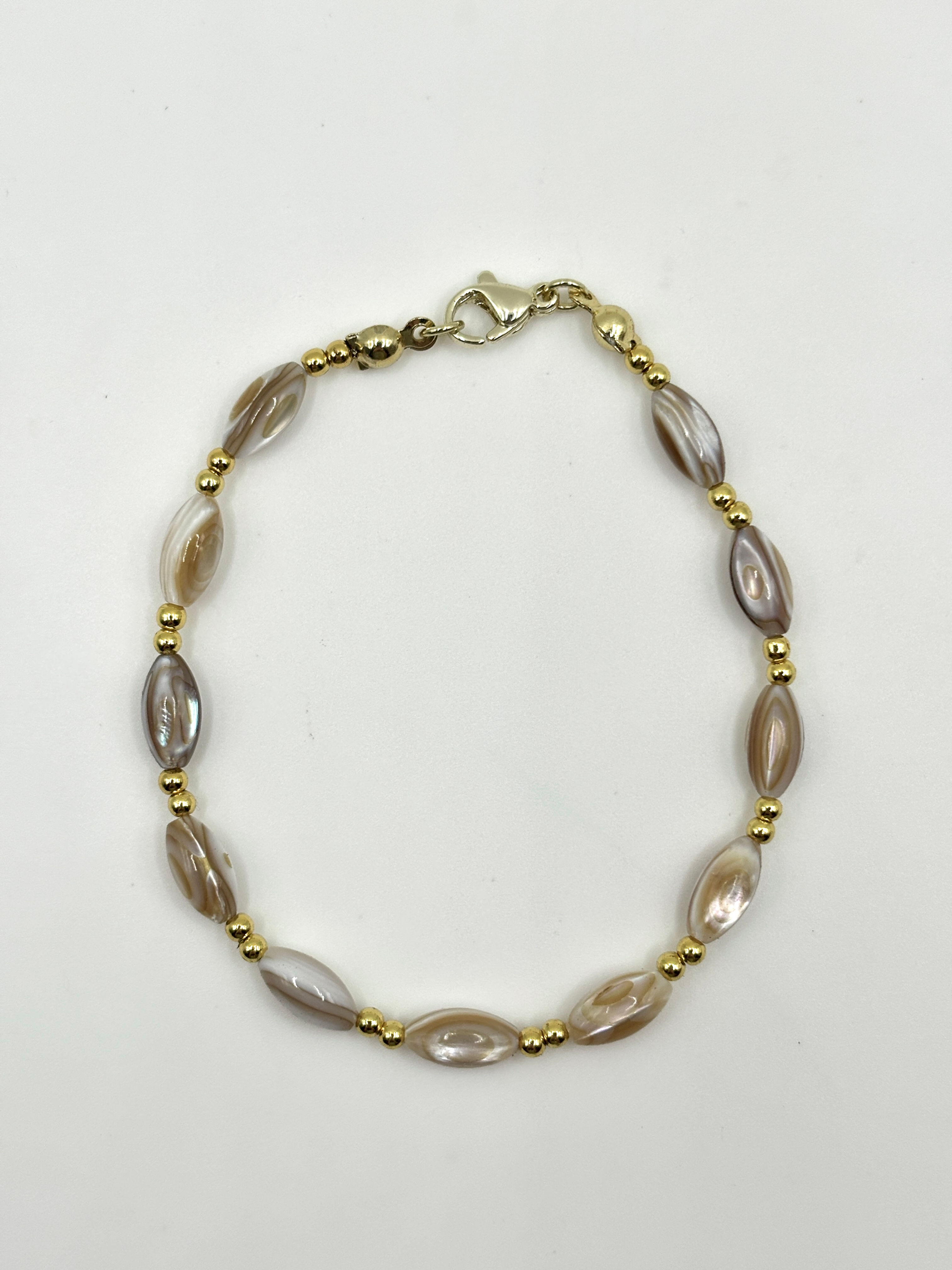 Sedona Shell Bracelet with gold beads and marquise shells
