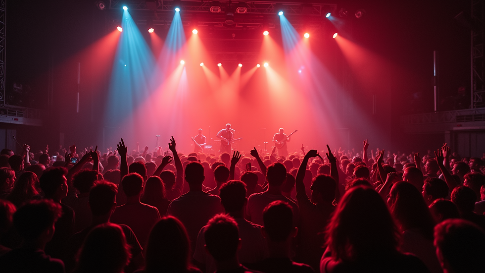 High angle view of a concert crowd enjoying live music