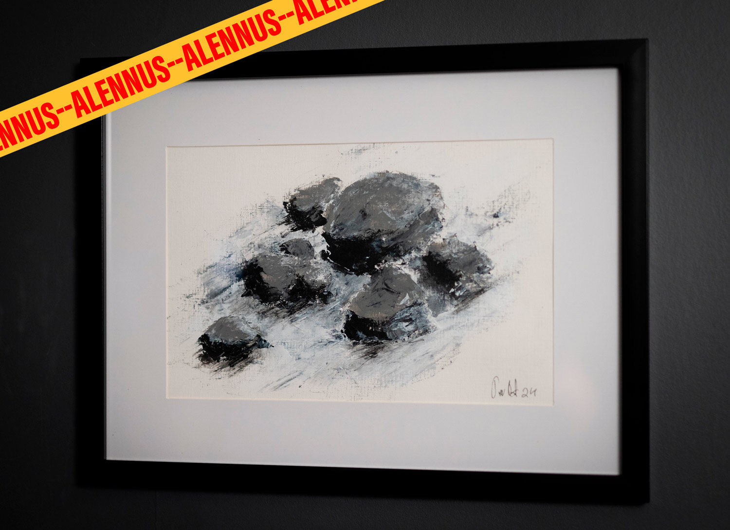 Kivet joessa - Akryylimaalaus