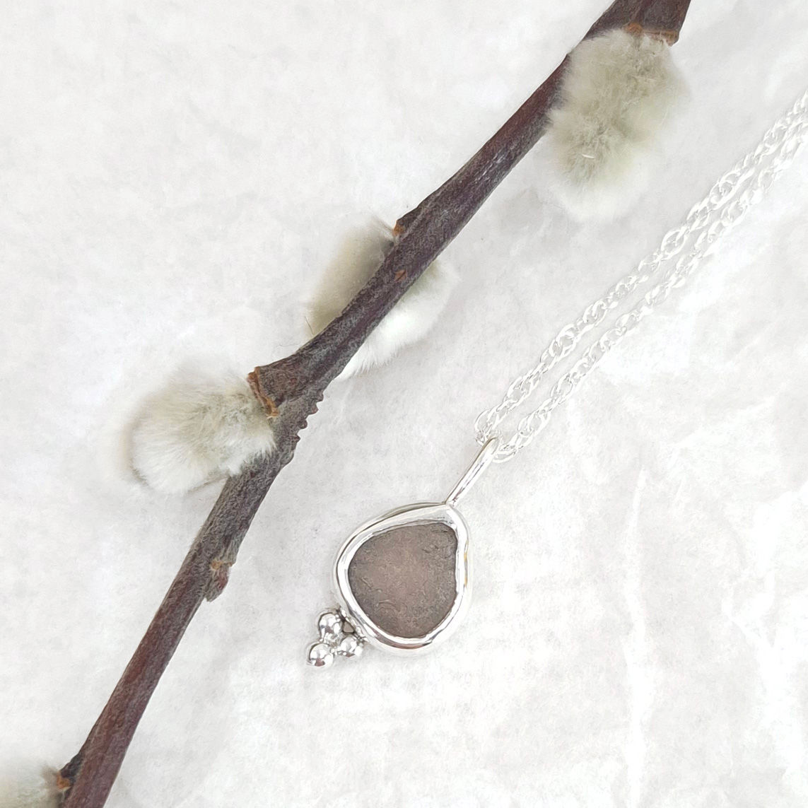 Pale Lavender Sea Glass Pendant Necklace