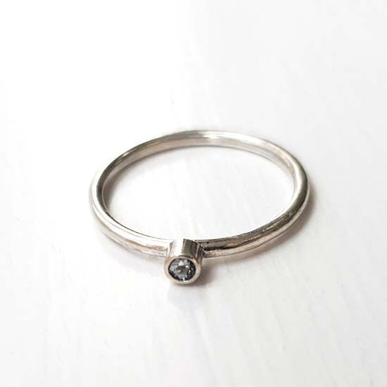 Thumbnail: Tiny Blue Topaz Stacker Ring - Size M