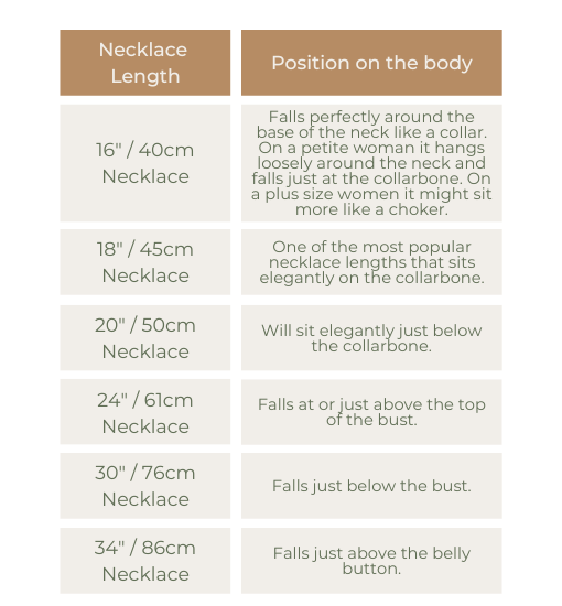 Necklace size guide
