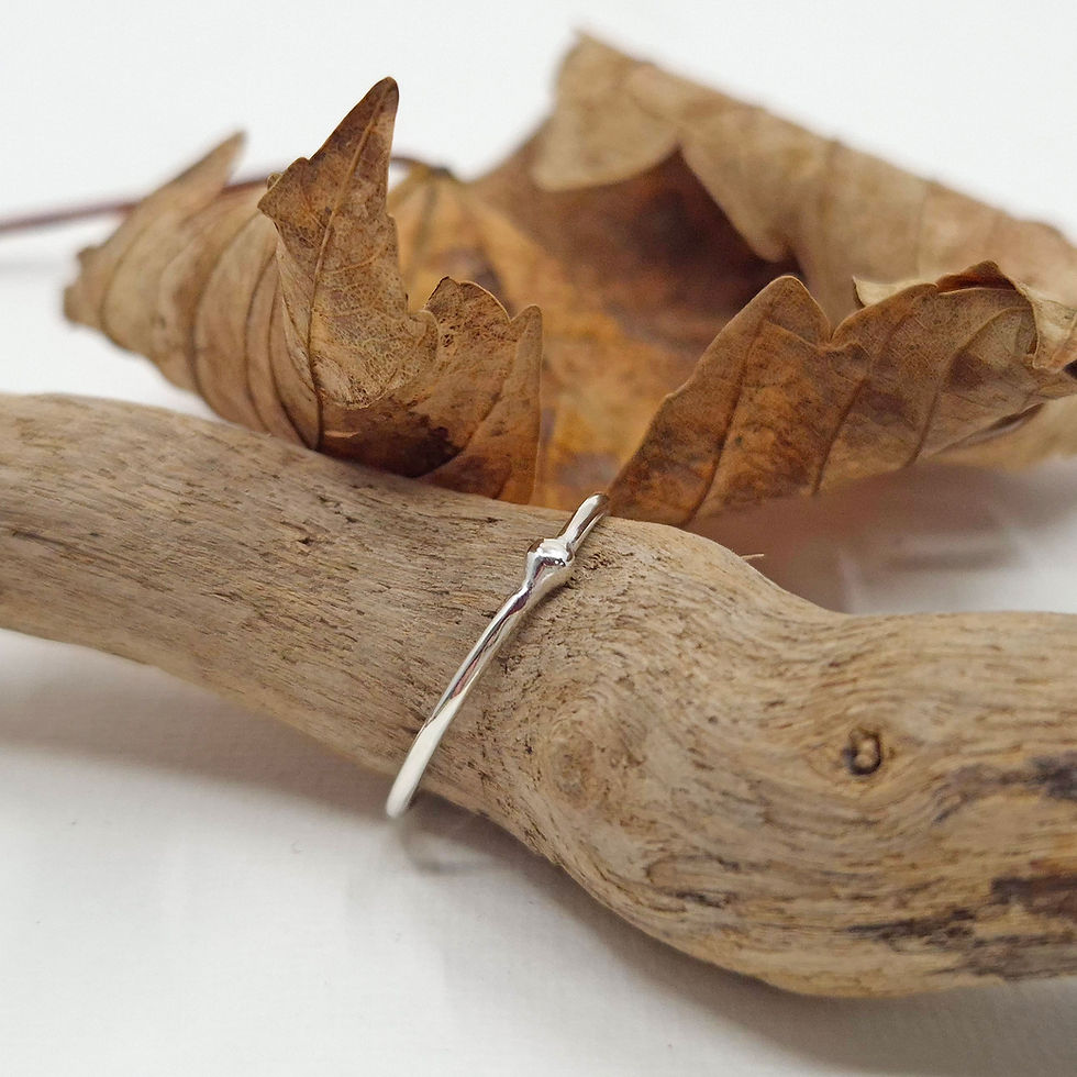 Thumbnail: Argentium silver Dew Drop stacking ring, featuring minimal organic silver droplet inspired by morning dew