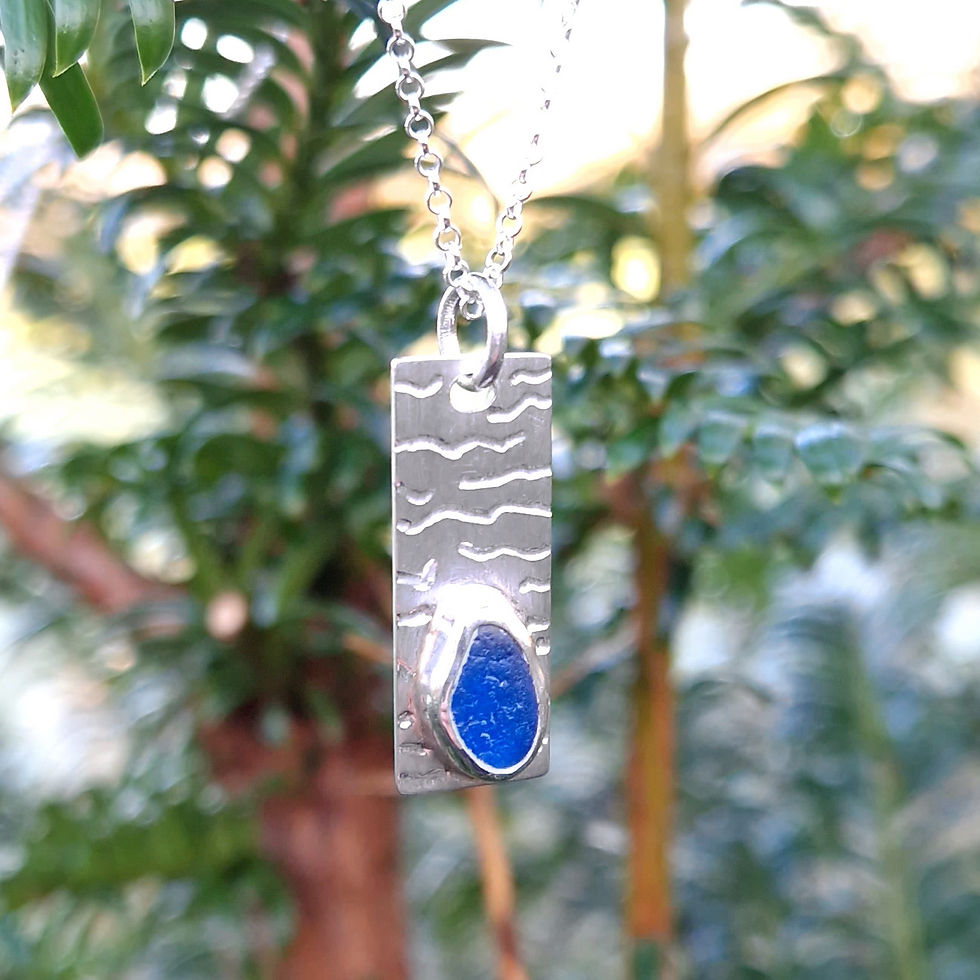 Thumbnail: Cobalt blue sea glass pendant