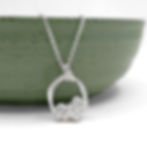 Stering silver modern organic necklace with cubic zirconia