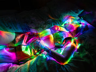 Black fiber optic light painting portrait