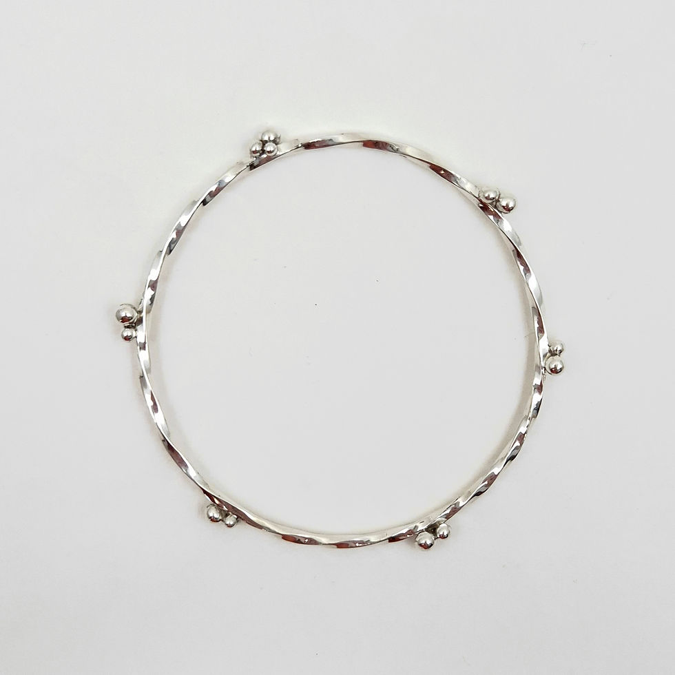Thumbnail: Twisted silver wire bangle with granulations