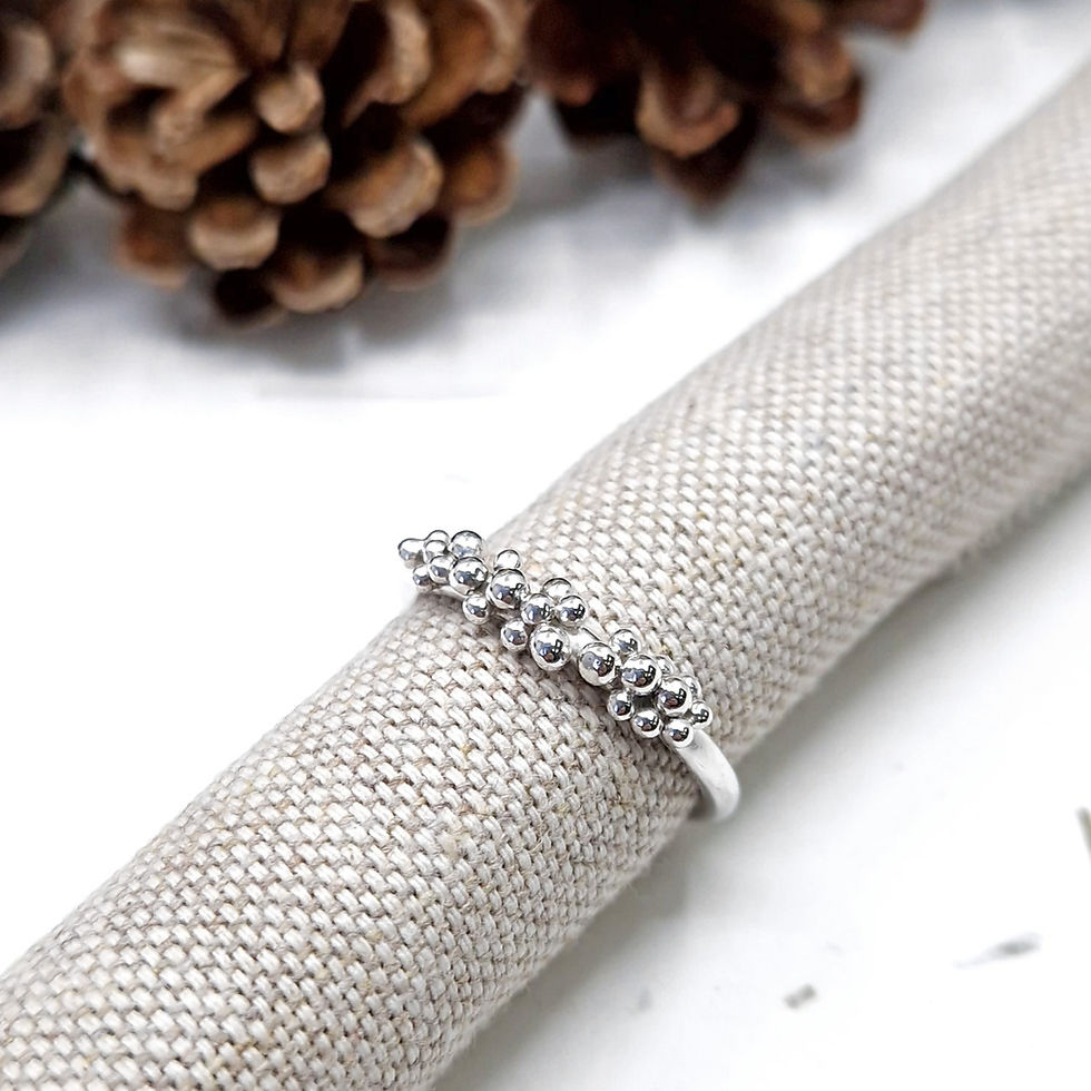 Thumbnail: Argentium silver organic bubble cluster ring