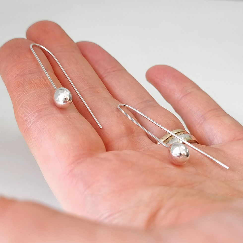 Thumbnail: Sterling silver long granulation dropper earrings