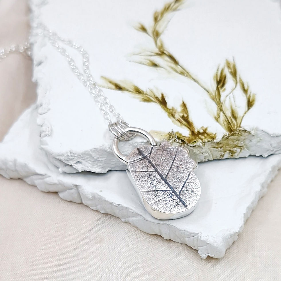 Thumbnail: Sterling silver leaf pendant necklace