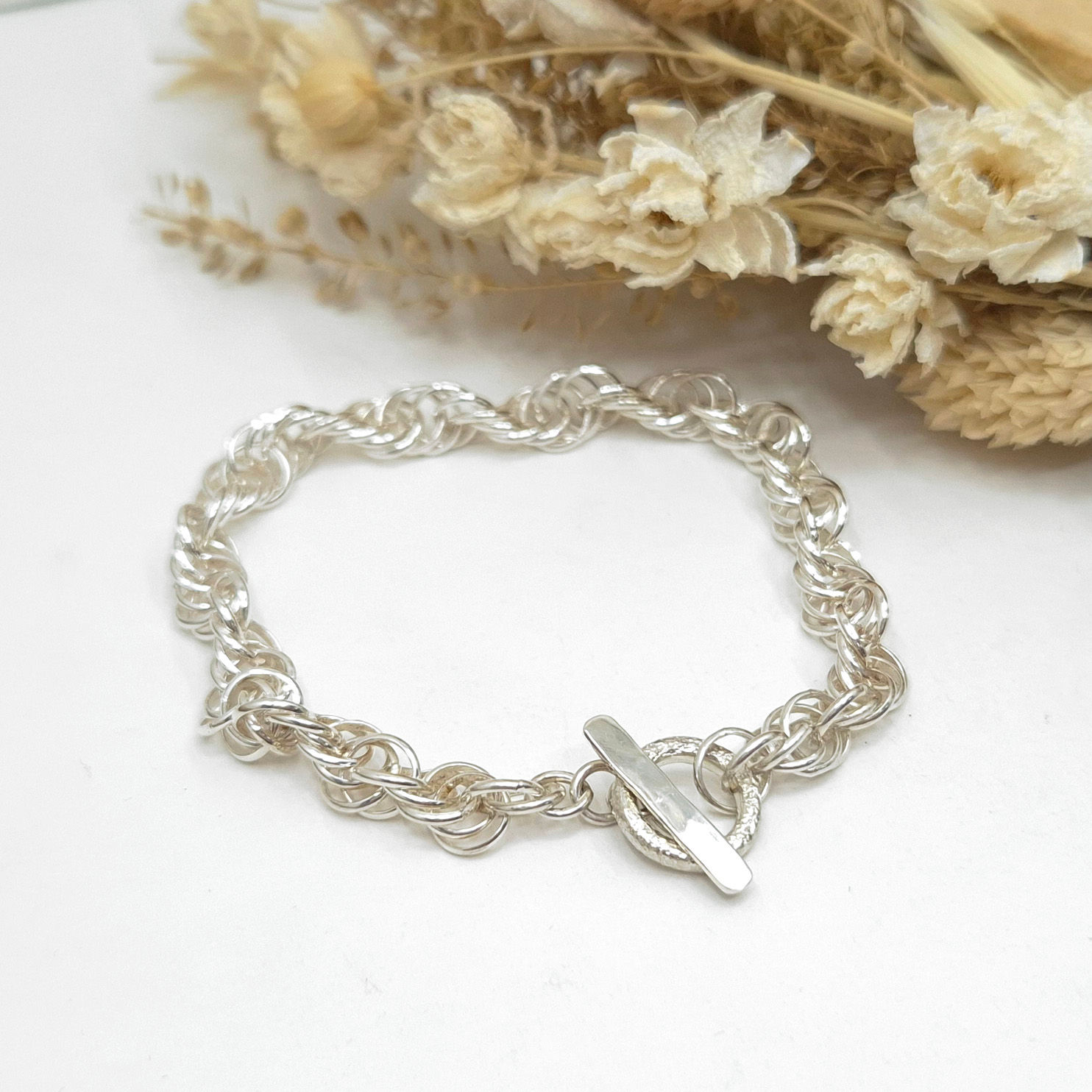 Textured Washer T-Bar Bracelet