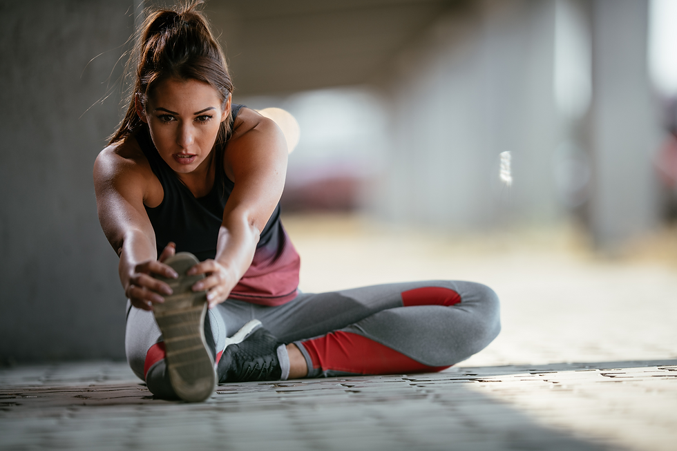 athletic girl stretching
