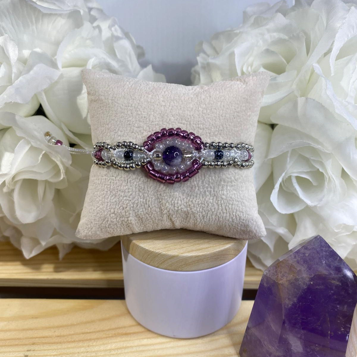 Amethyst Halo Bracelet