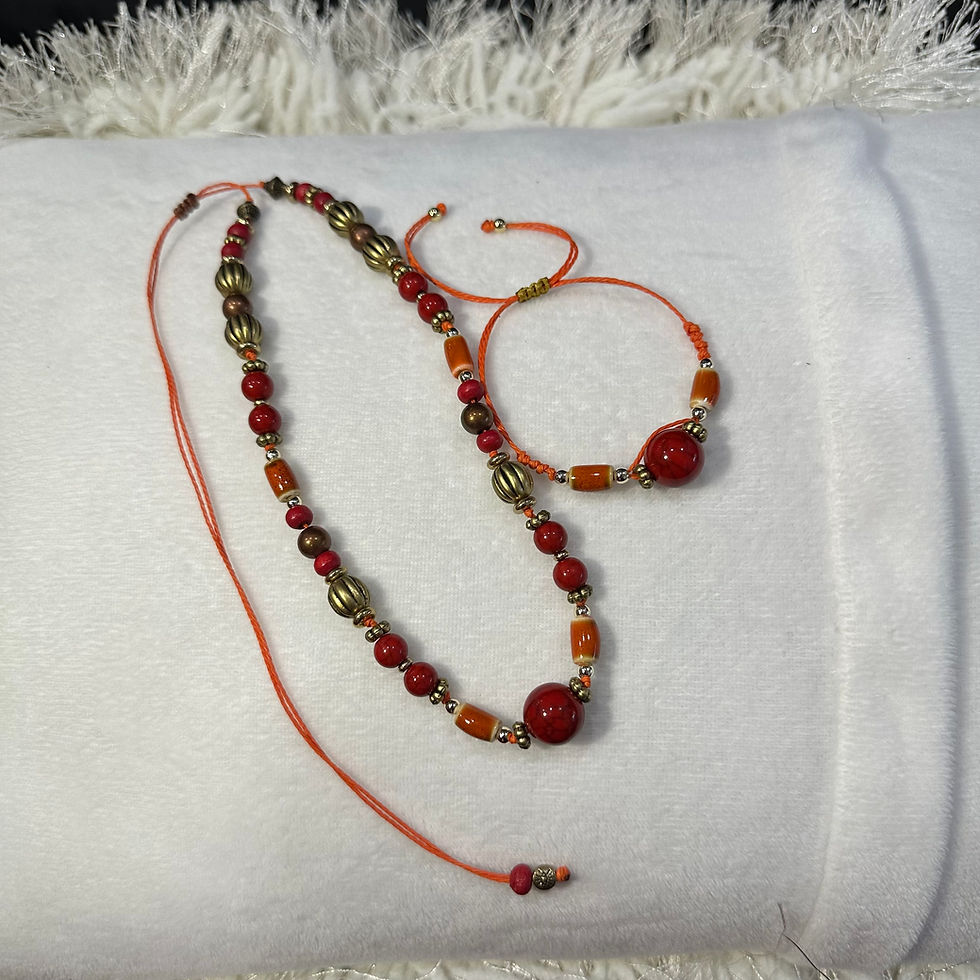 Thumbnail: Terracotta Sunset Necklace & Bracelet Set