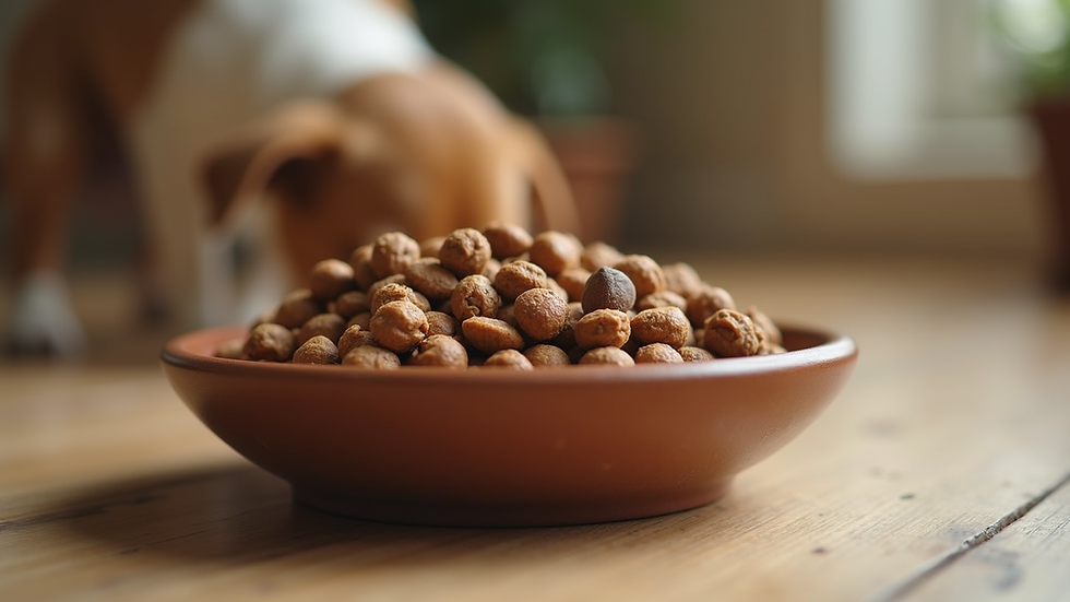 Close-up view of a bowl filled with nutritious puppy food