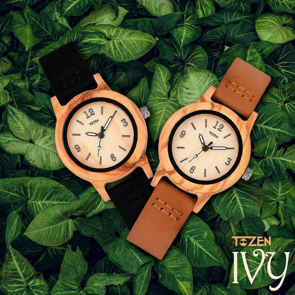 Relógio Madeira IVY Tozen Original, relógios, acessório de moda, look, feminino, couro, madeira, bambu, ecosustentável, suste