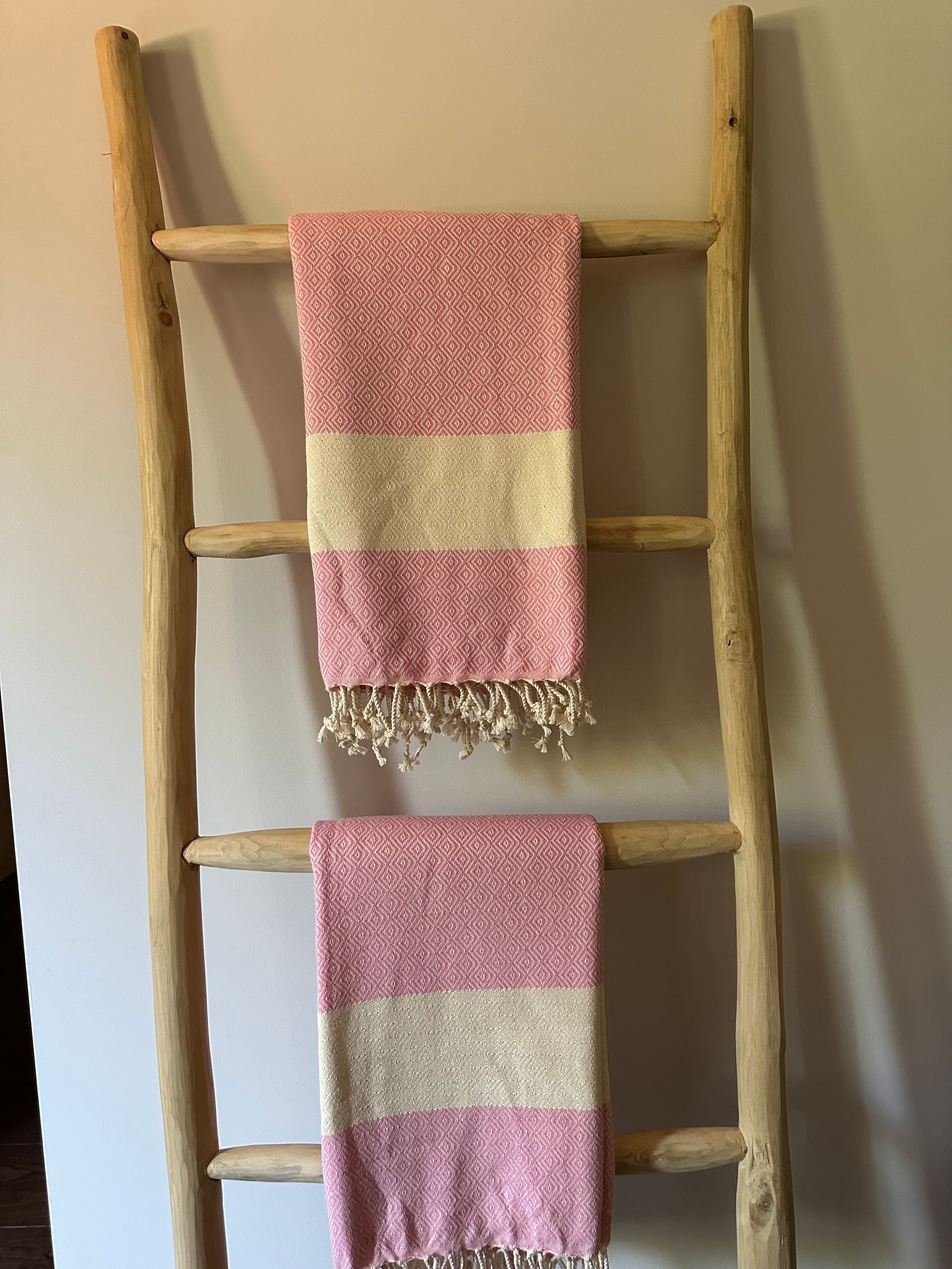 The Collective Turkish Towel - Pink Herringbone