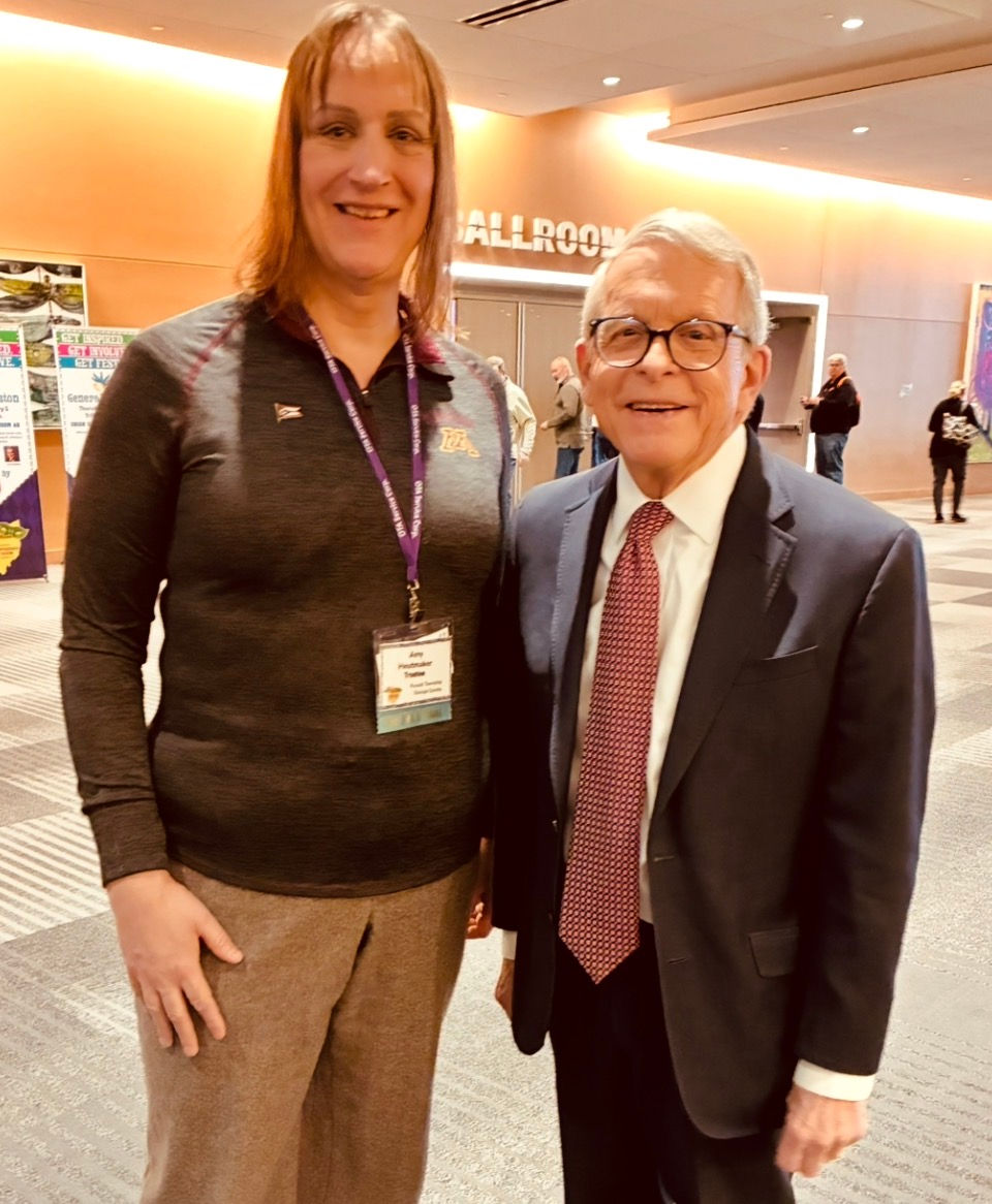 Pictured: Trustee Amy Heutmaker and Ohio Governor Mike DeWine