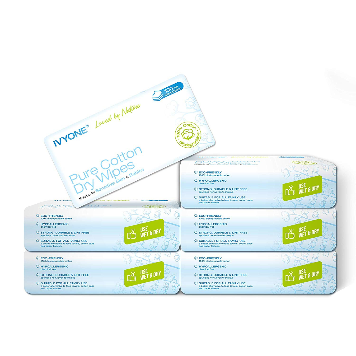 Pure Cotton Dry Wipes (600 Wipes)