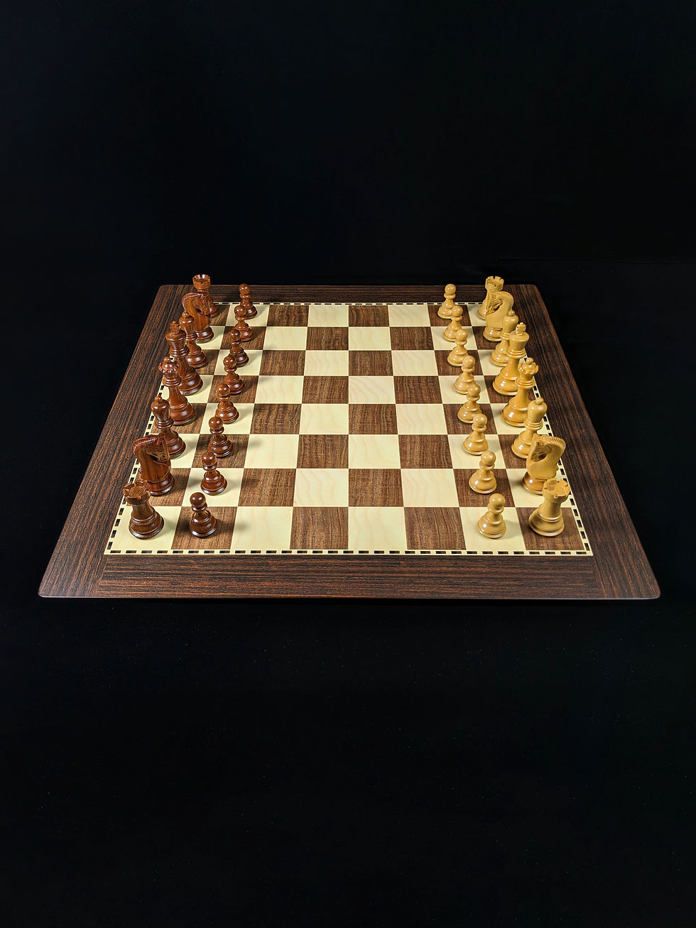 Thumbnail: 3 ¾ inch weighted Boxwood & Acacia Zagreb chess pieces