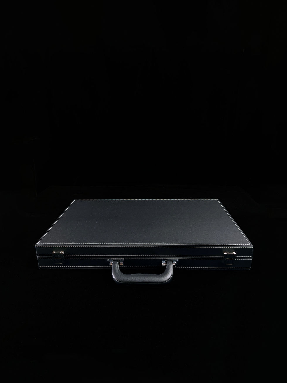 Thumbnail: Green, white and red velvet-lined folding backgammon briefcase