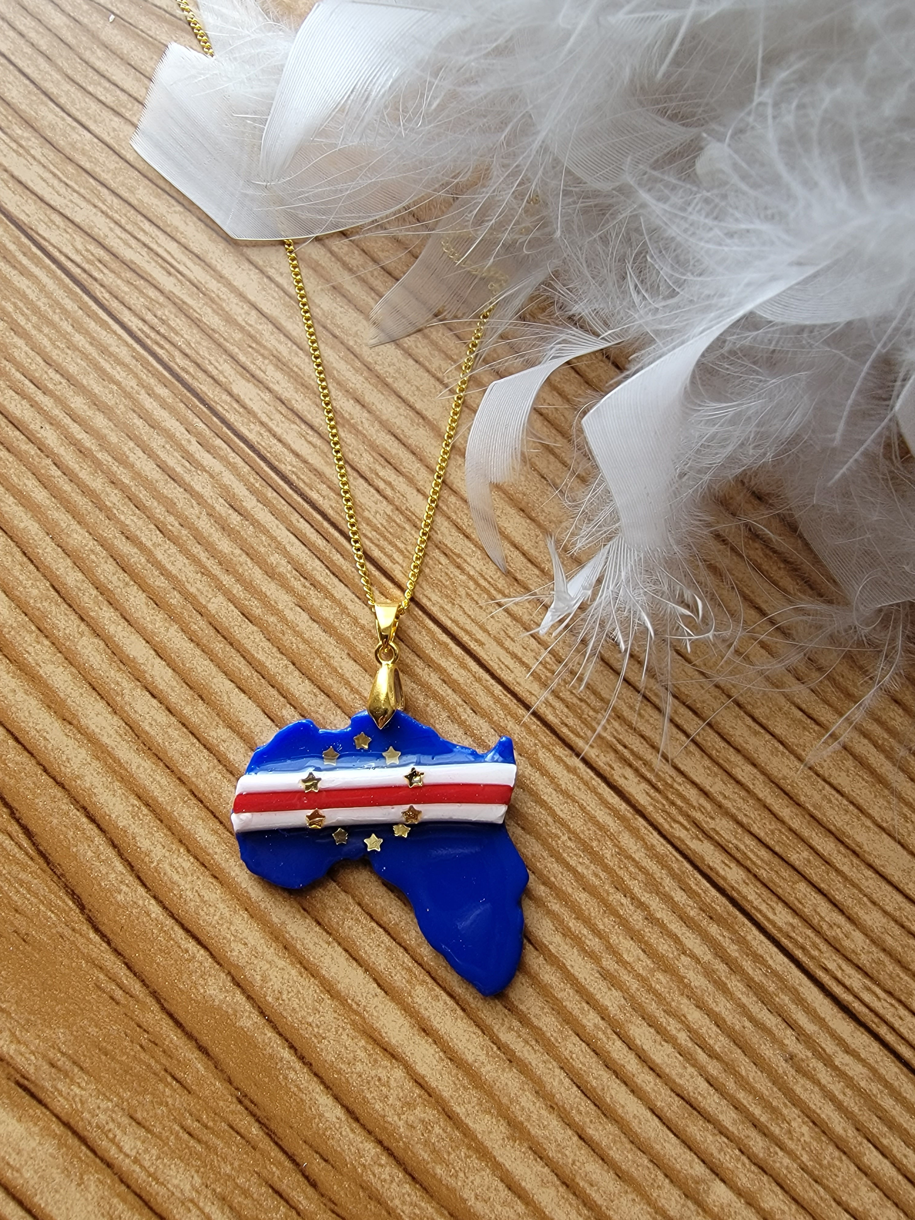 African Shape Cape Verde Flag Pendant