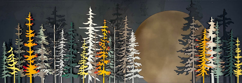 Golden Larch in the Forest - 16 x 46" - $1,700.00