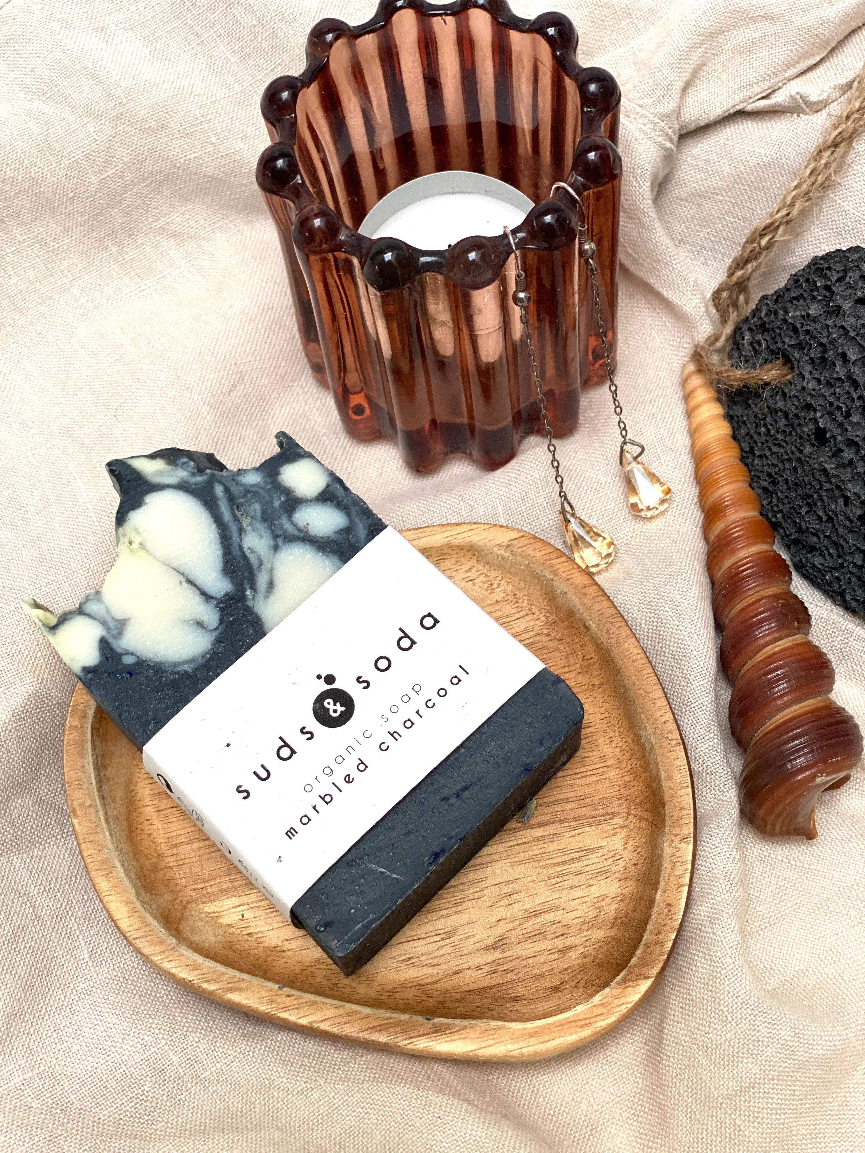 organic soap - marbled charcoal