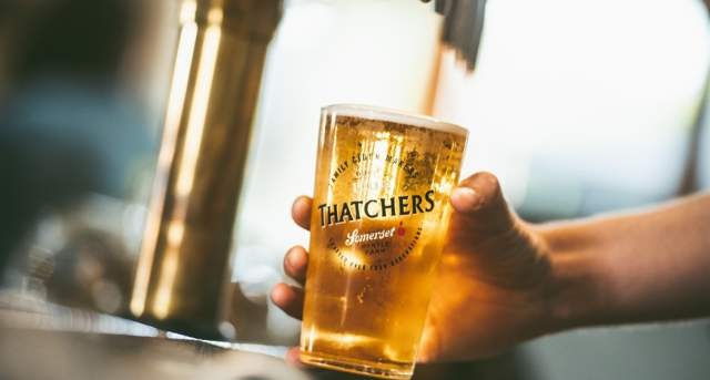 Thatchers Gold Cider on draft at bar Cafe Soleil Benalmadena.