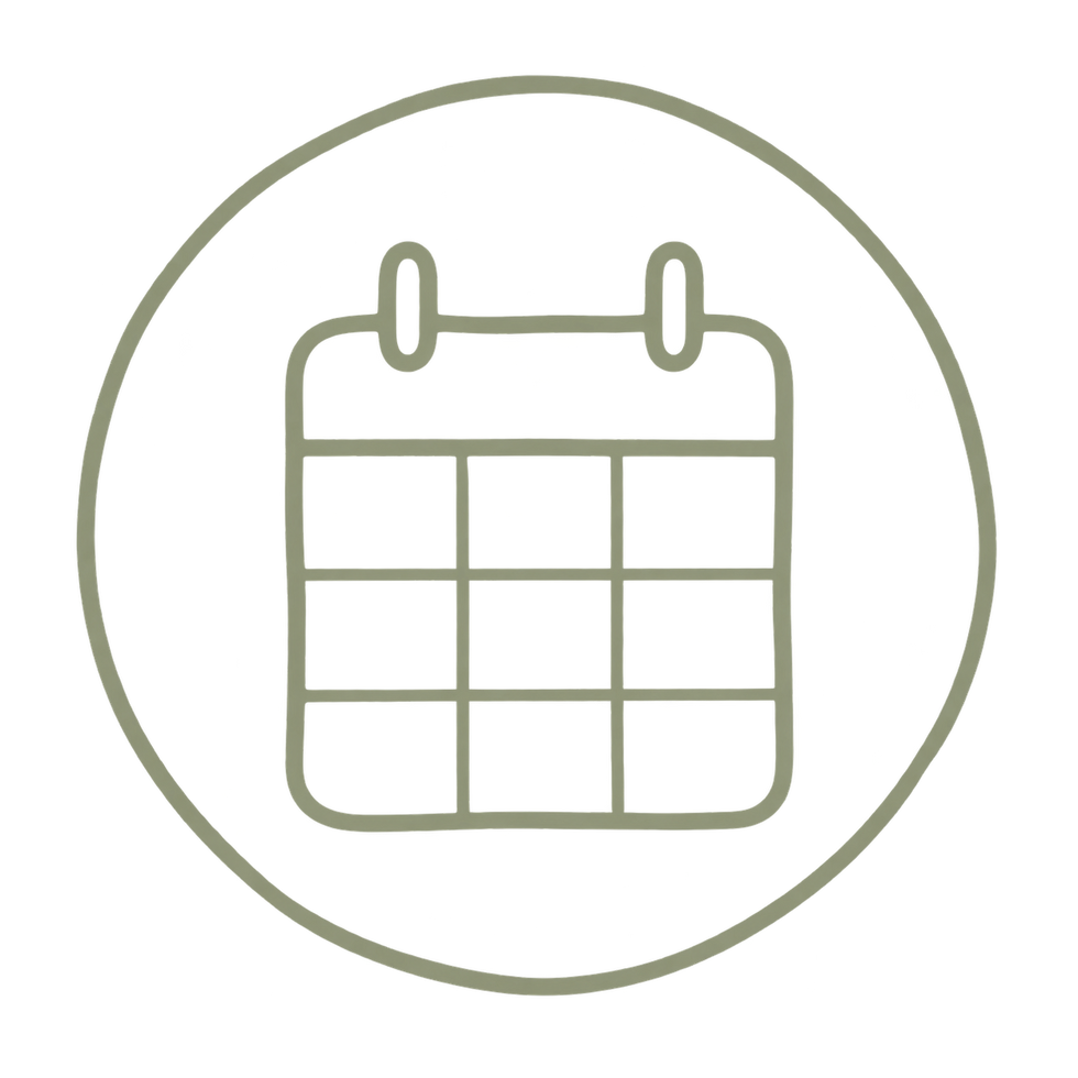 Calendar icon inside a circle
