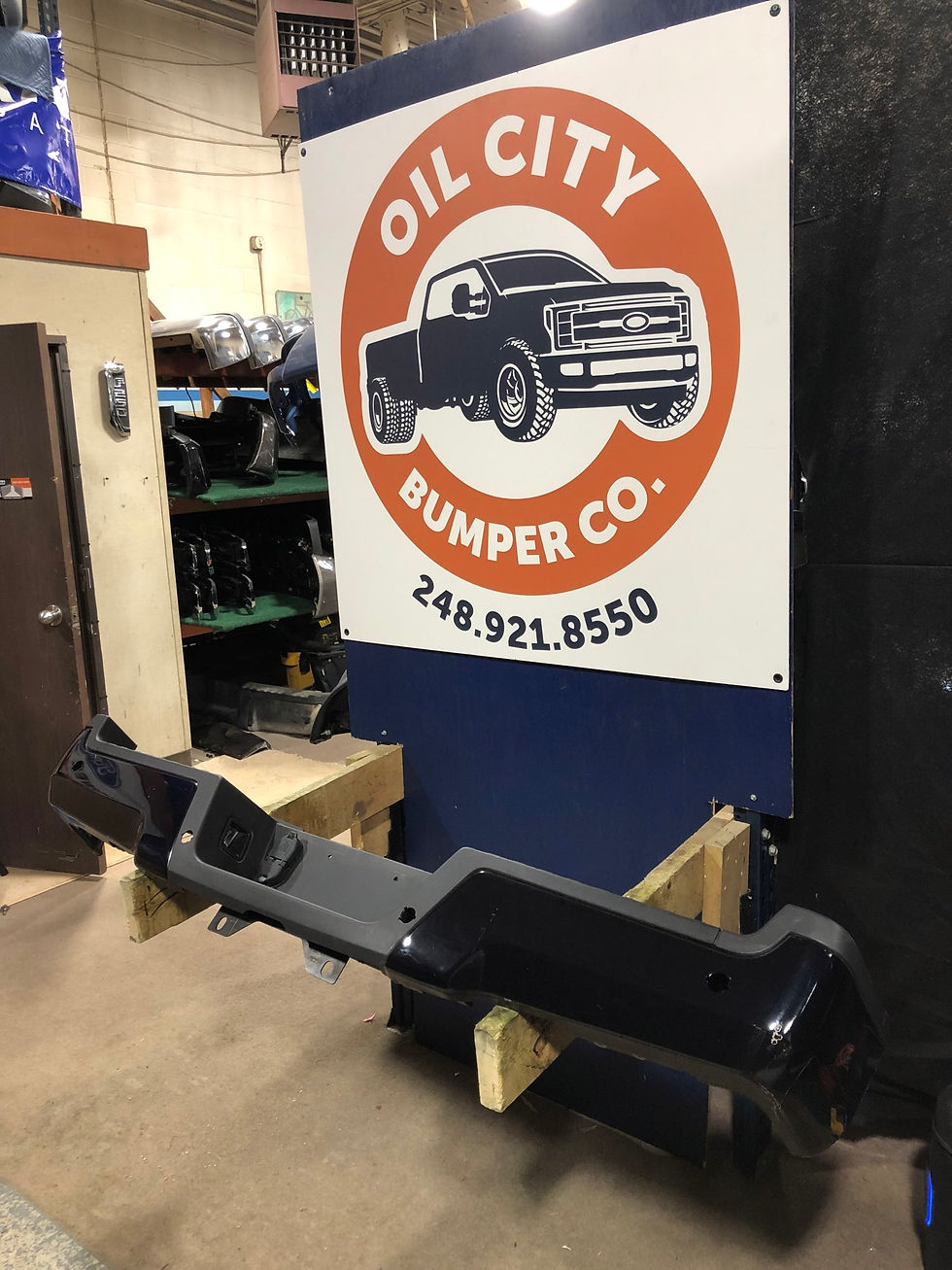 Antimatter Blue 2017-2022 Ford F250 F350 F450 rear bumper w sensor holes OEM