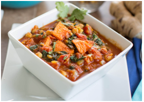 Yam Chickpea Curry With Spinach