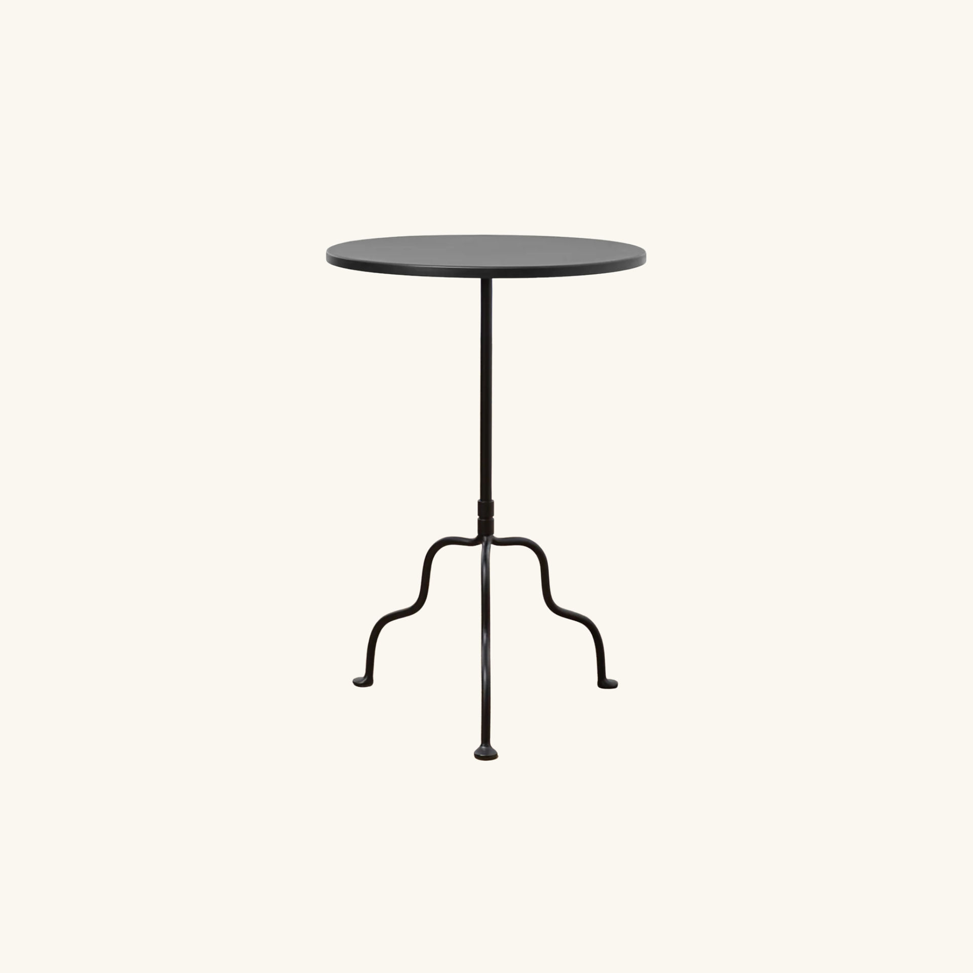 side table with bronze legs and wooden top