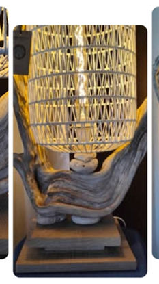 Lampadaire bois flotté, décoration,artisanat