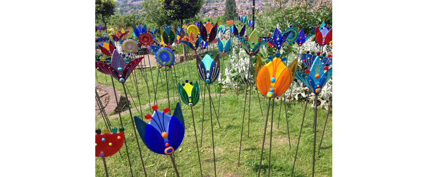 'Glass Flower Garden Stakes'