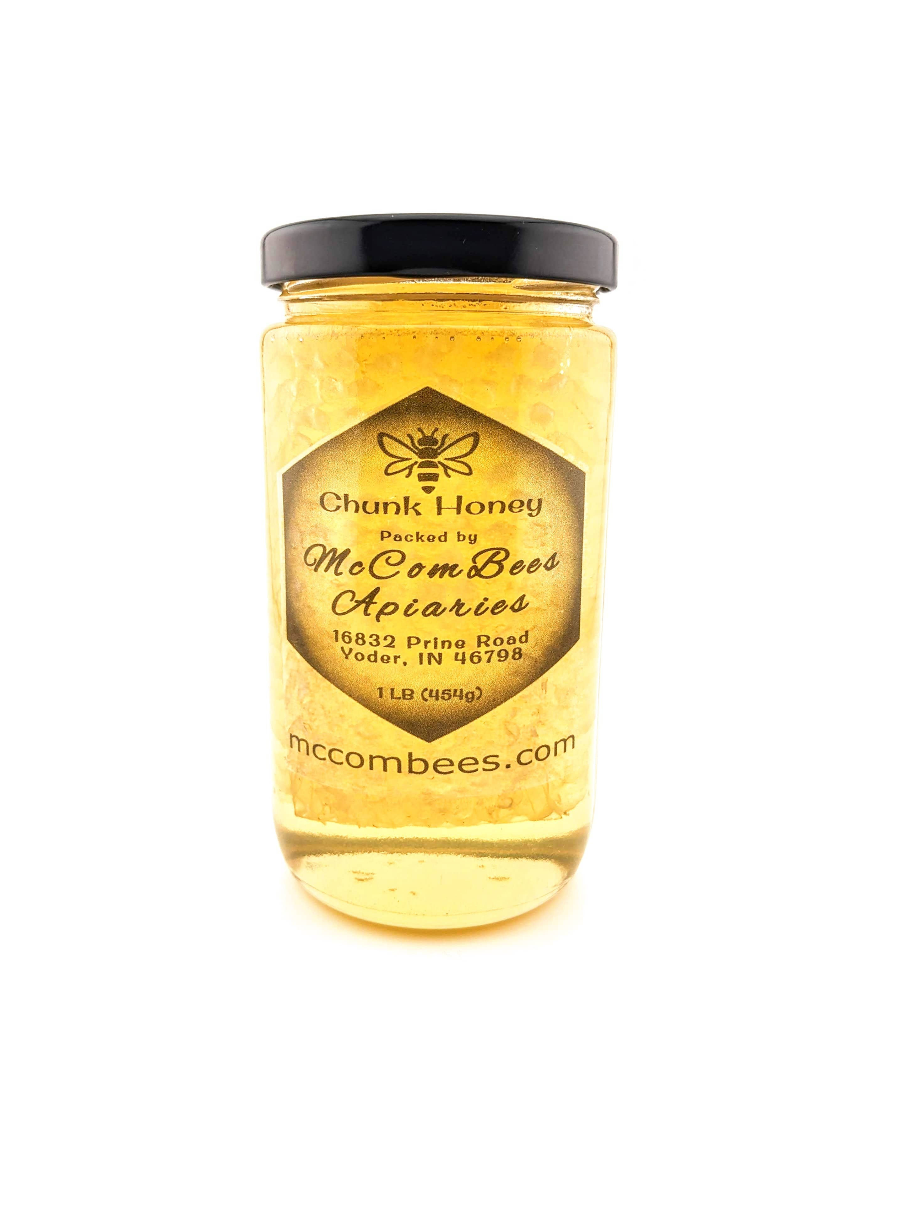 Pure raw local comb honey in liquid honey 16 ounce jar
