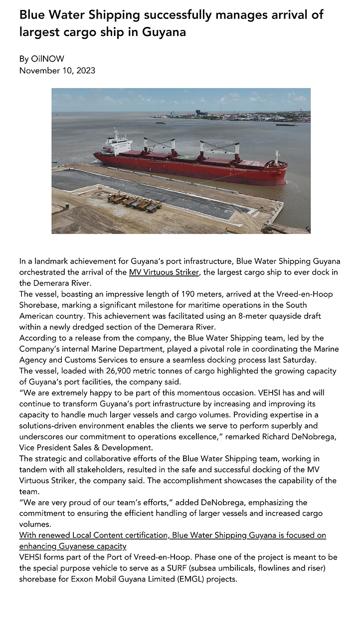 Blue Water Shipping successfully manages arrival of largest cargo ship in Guyana .png