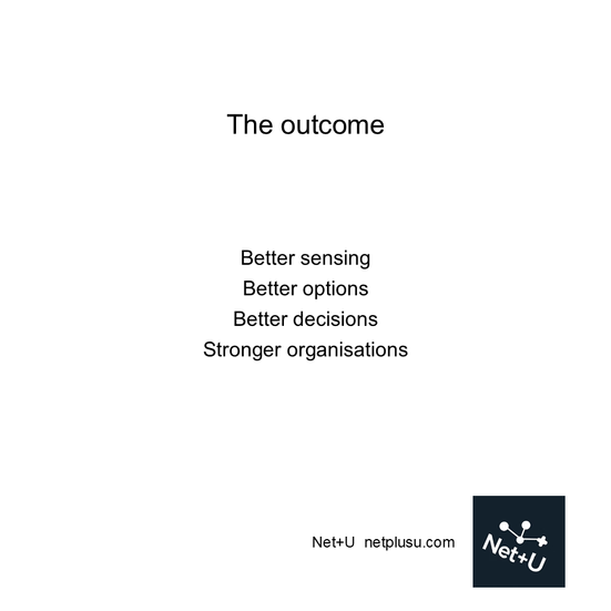the outcome - awareness of opportunity & threat, better decisions, better options, resilience