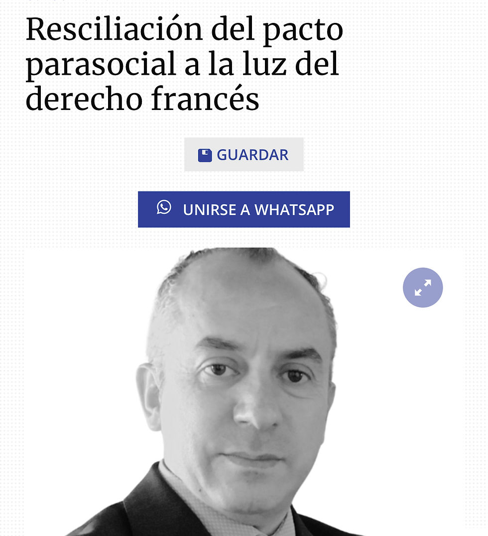 Resciliación del pacto parasocial a la luz del derecho francés