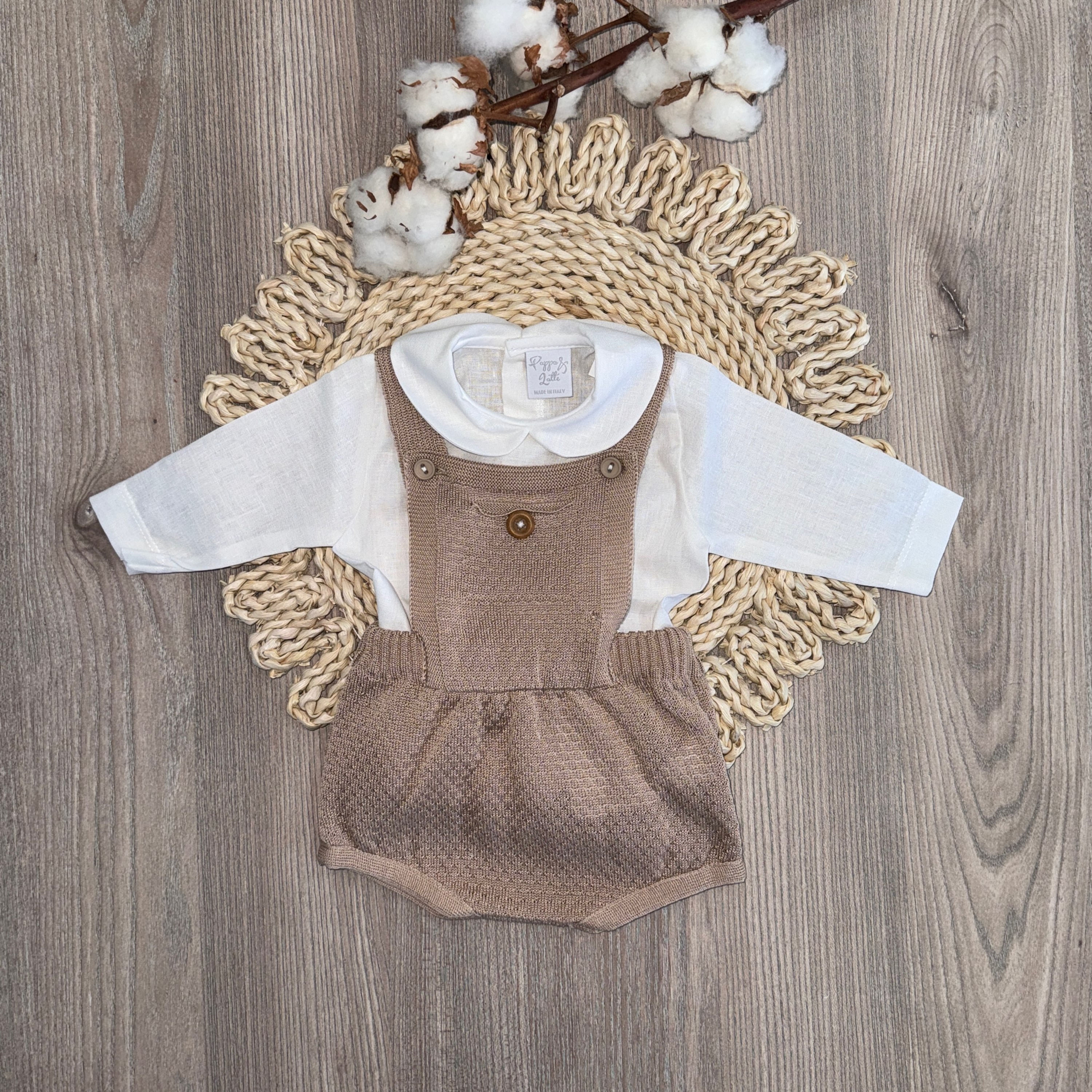 SALOPETTE IN FILO DI SCOZIA E CAMICIA