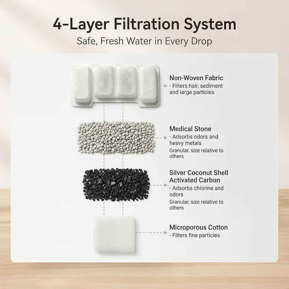 Thumbnail: Cat Water Fountain Replacement Filters - 8 Carbon Filters & 4 Pump Sponges