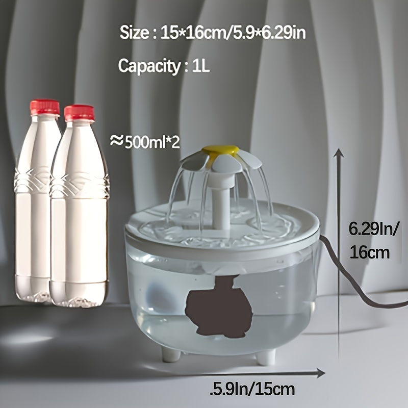 Thumbnail: 1L Silent USB Cat Water Fountain & Automatic Drinking Dispenser with Filter (76 
