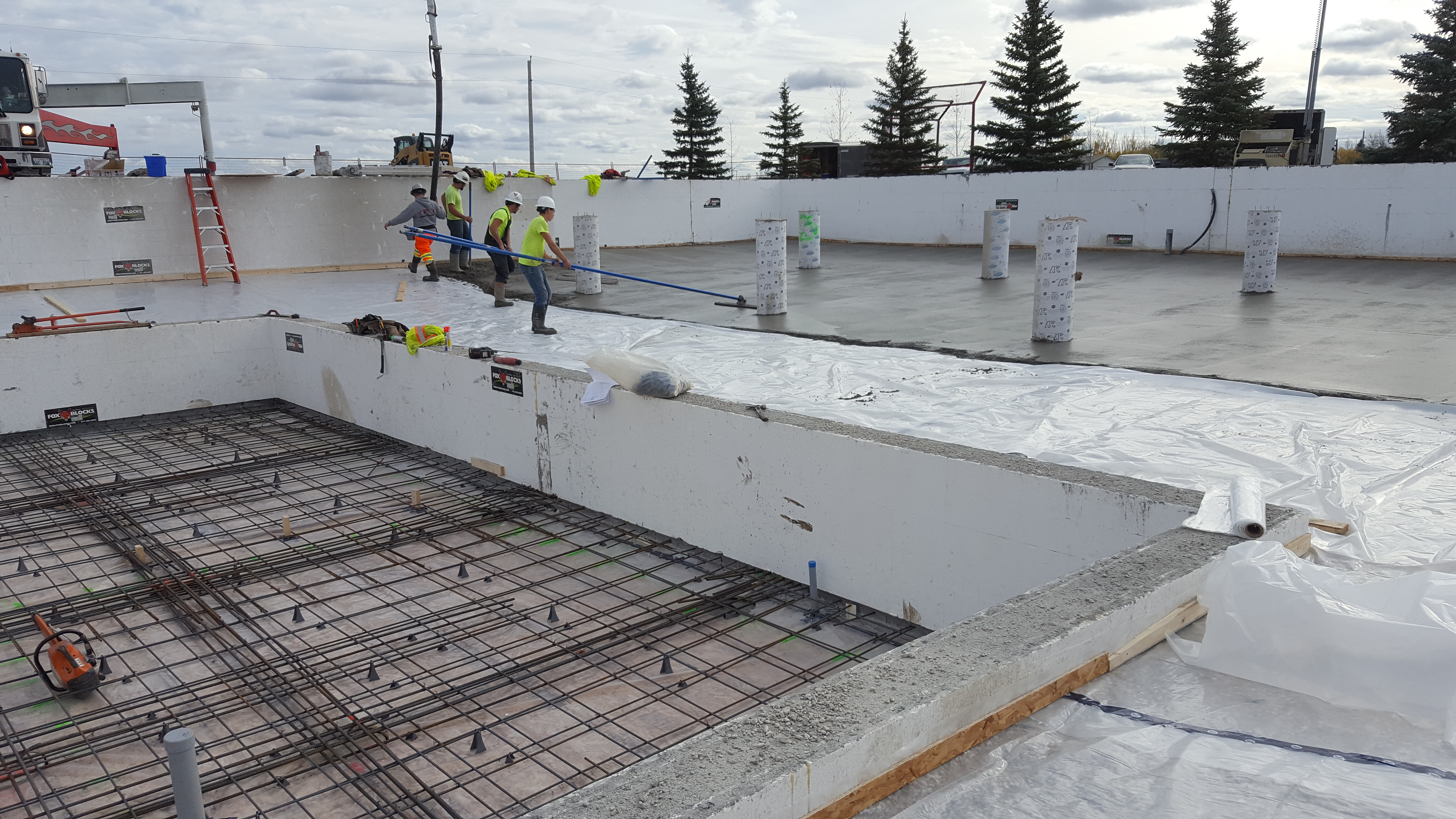 Pouring skim coat for crawl space