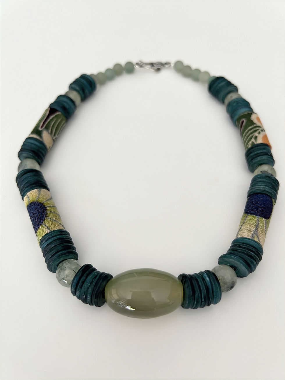 Thumbnail: Teal blue bone and green aventurine