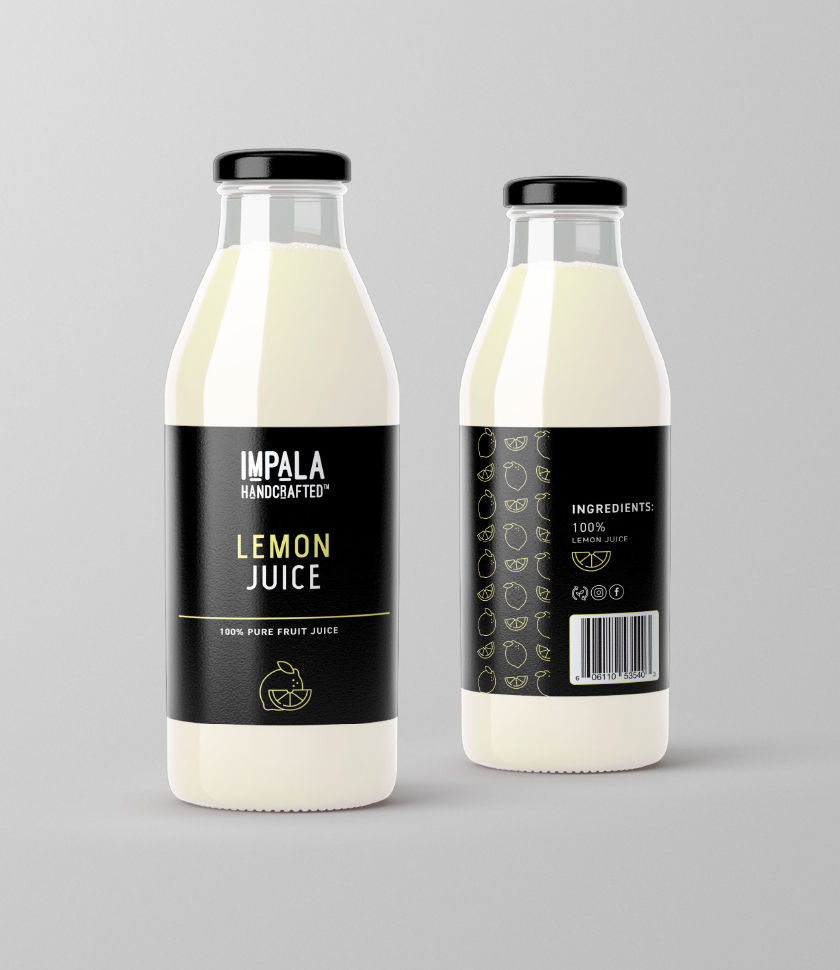 Mockup of the juice bottle featuring that label design