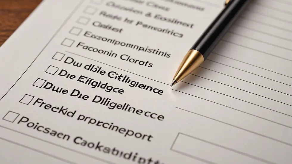Close-up view of a checklist for due diligence