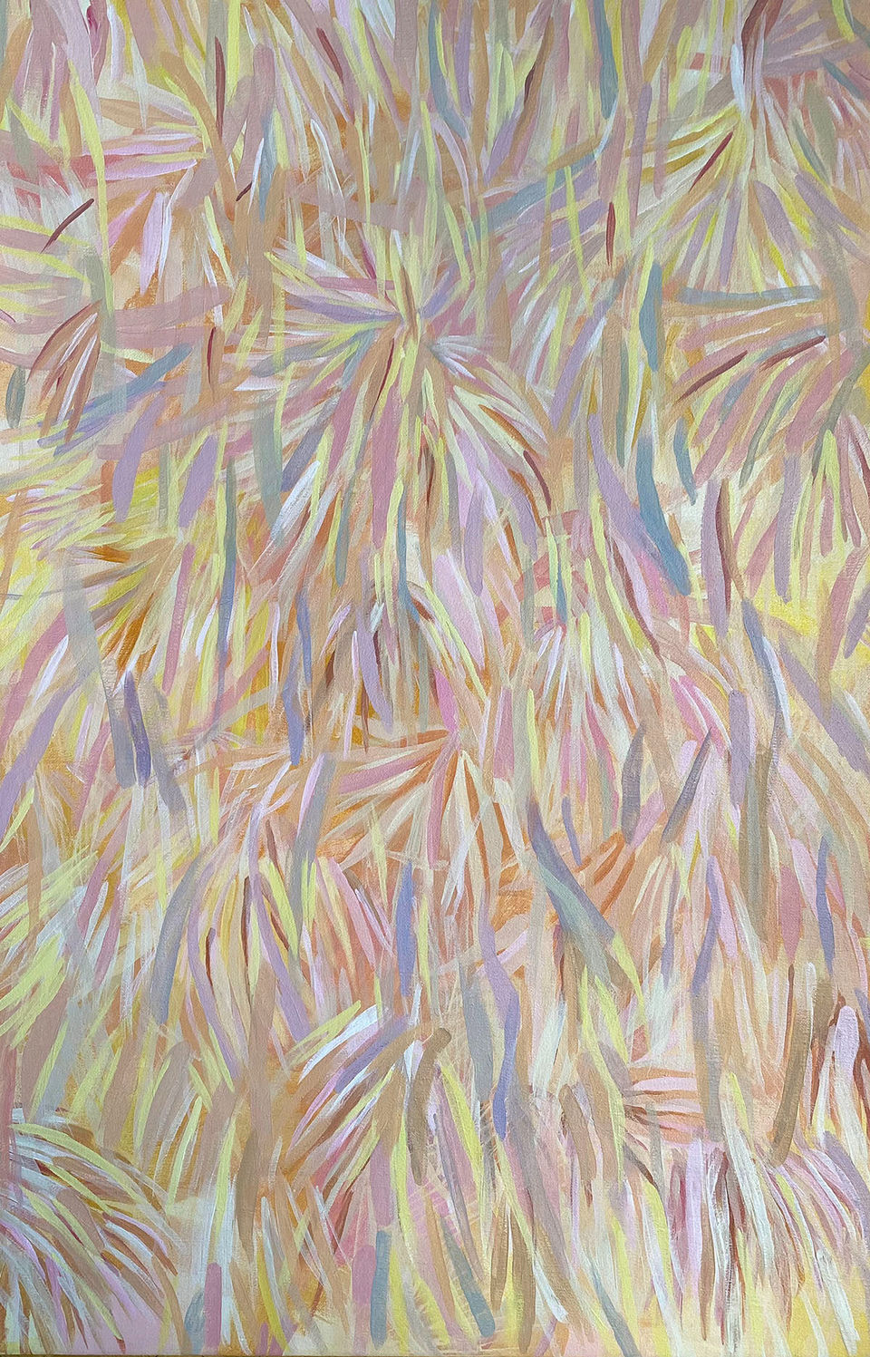Pintura abstracta de plumas multicolores